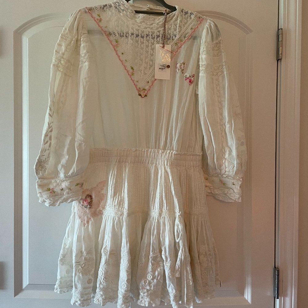 LoveShackFancy NWT Hand Embellished Victorian White Dress